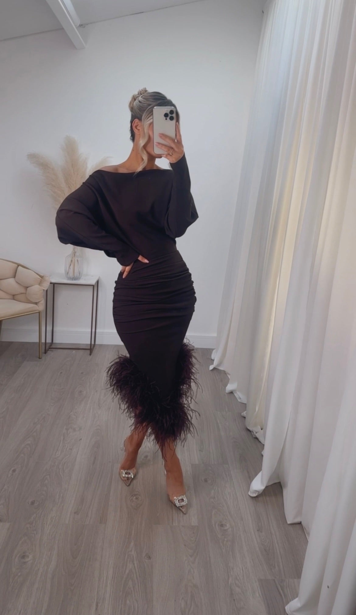 Feather skirt black clearance dress