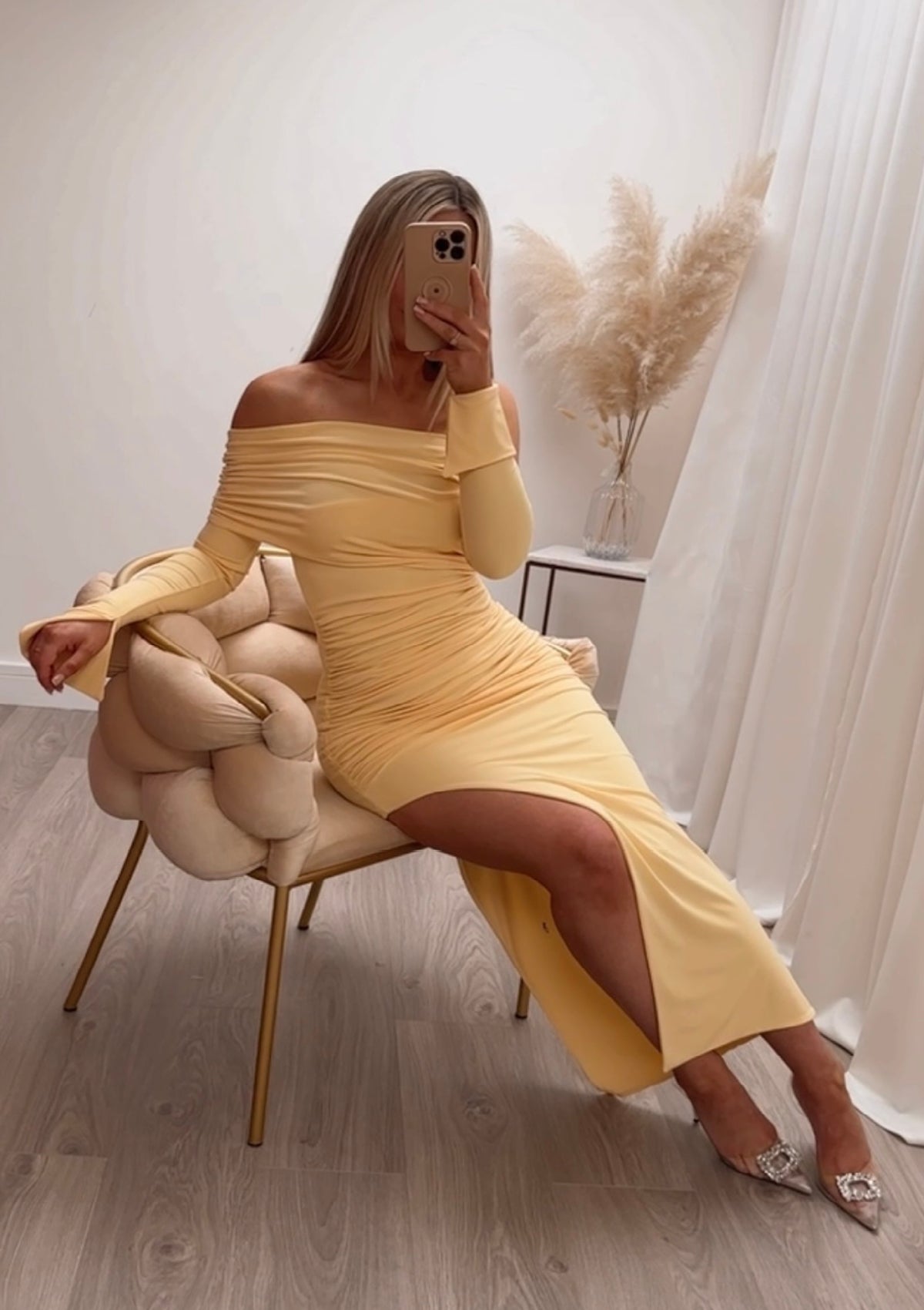 Yellow April Midi Dress, Luxury Dresses