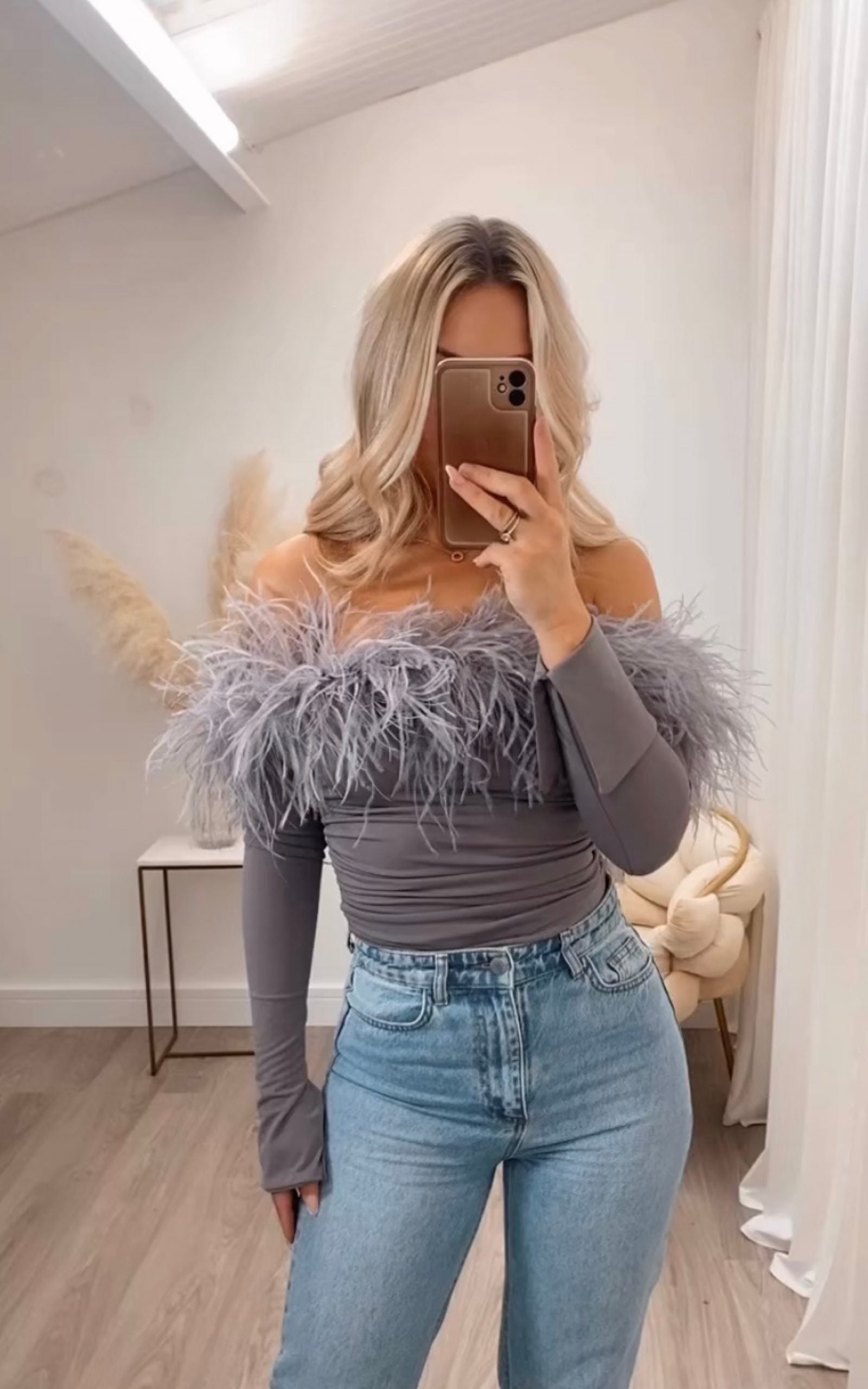 Ostrich discount Feather Top