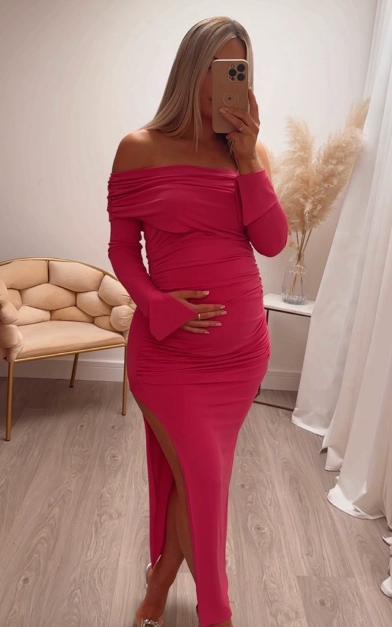 Pink April Maternity Dress, Luxury Maternity Clothes