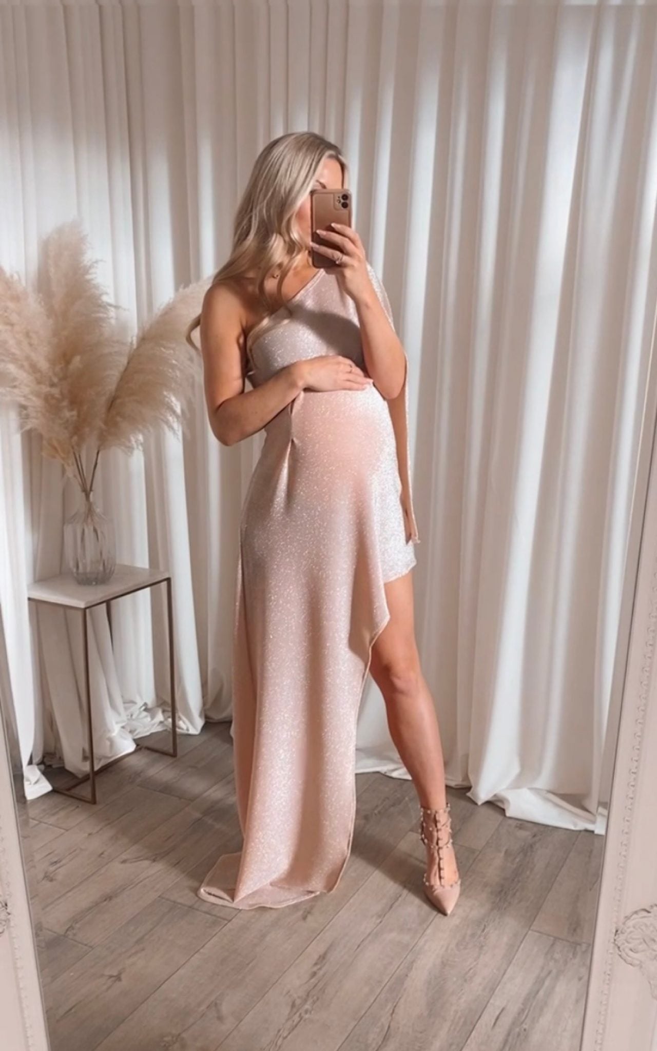 Pink sparkly shop maternity dress