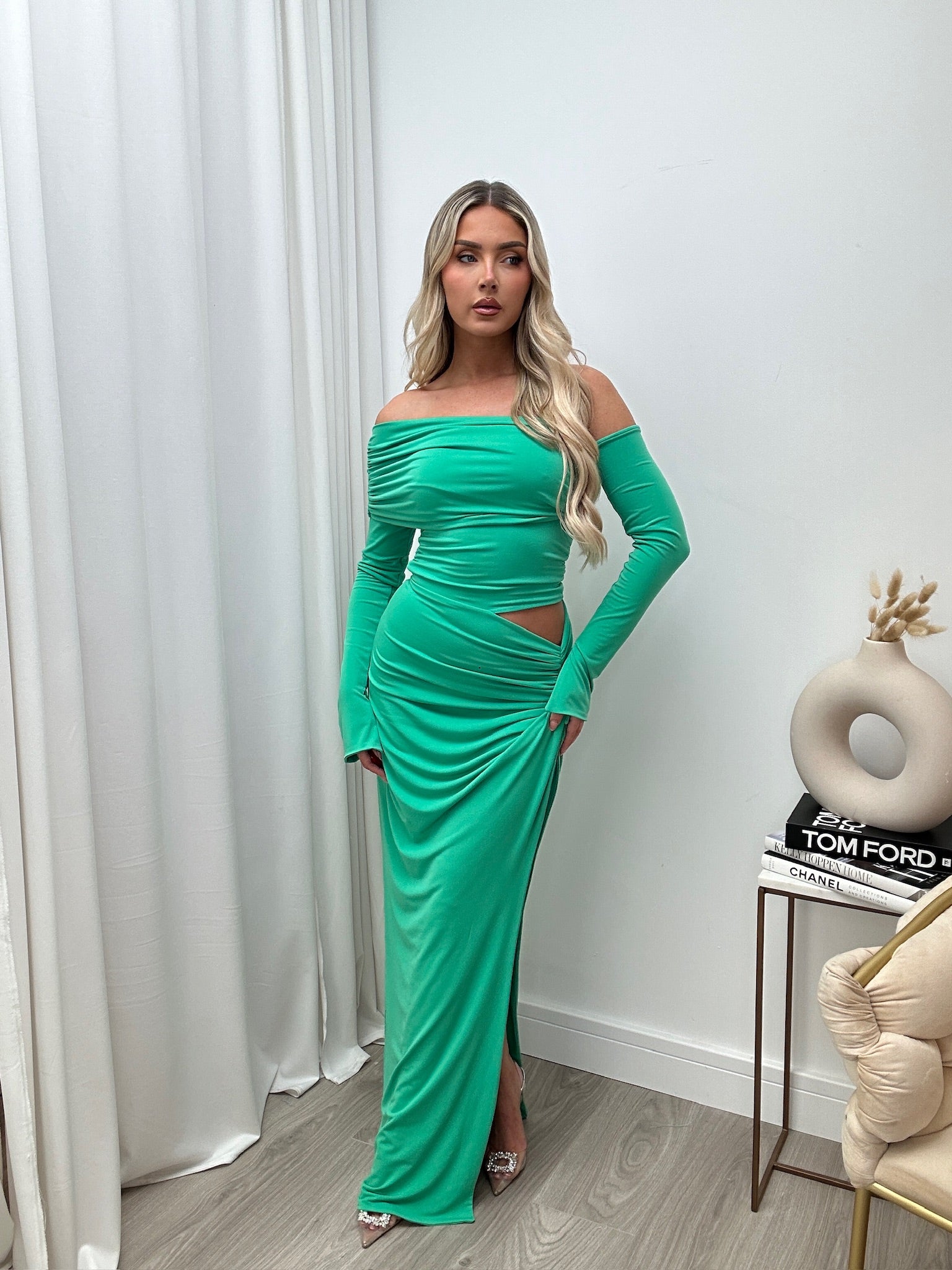 Olivia two sleeve Dress emerald green