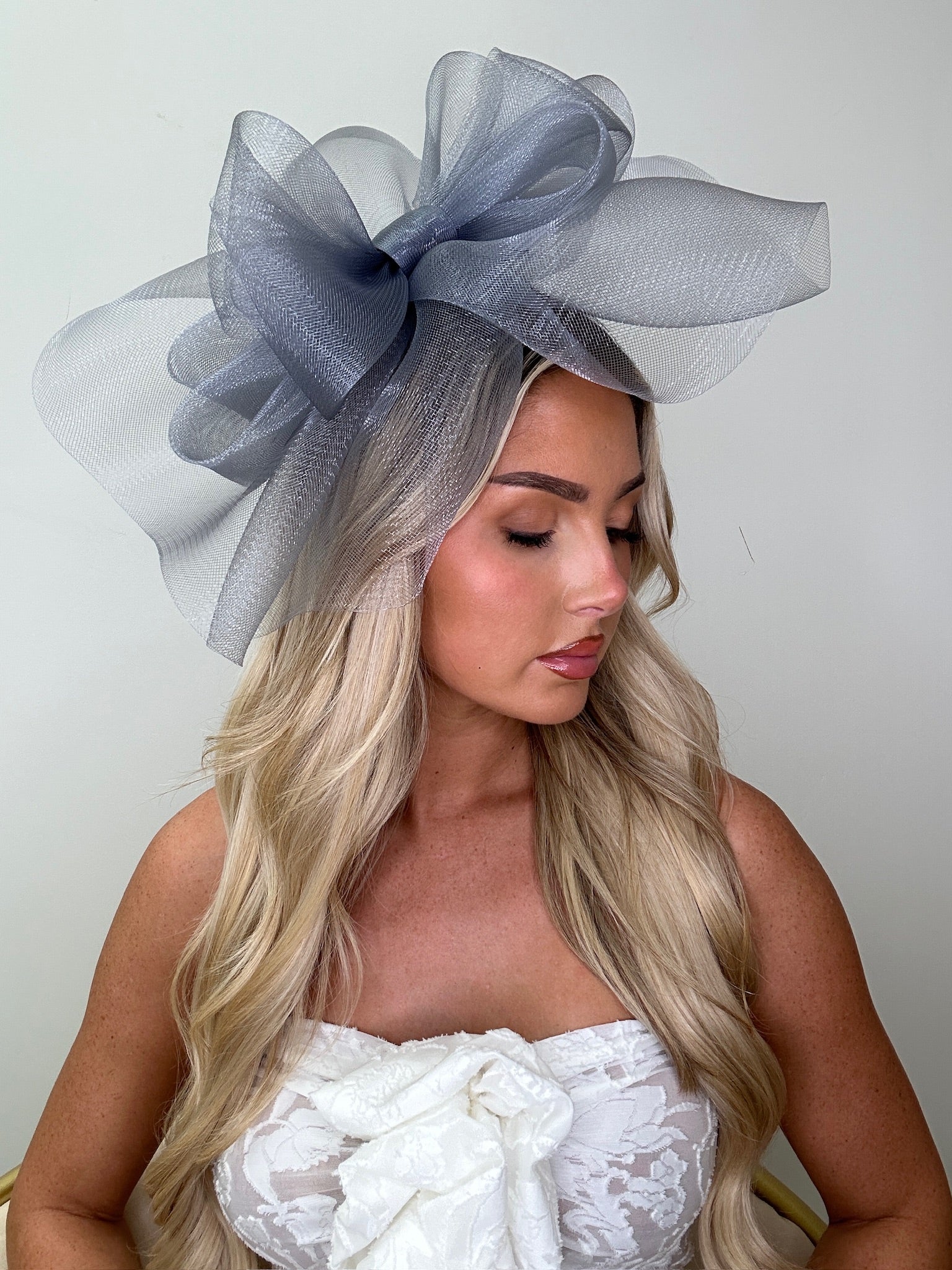 Bow Fascinator Headband Grey