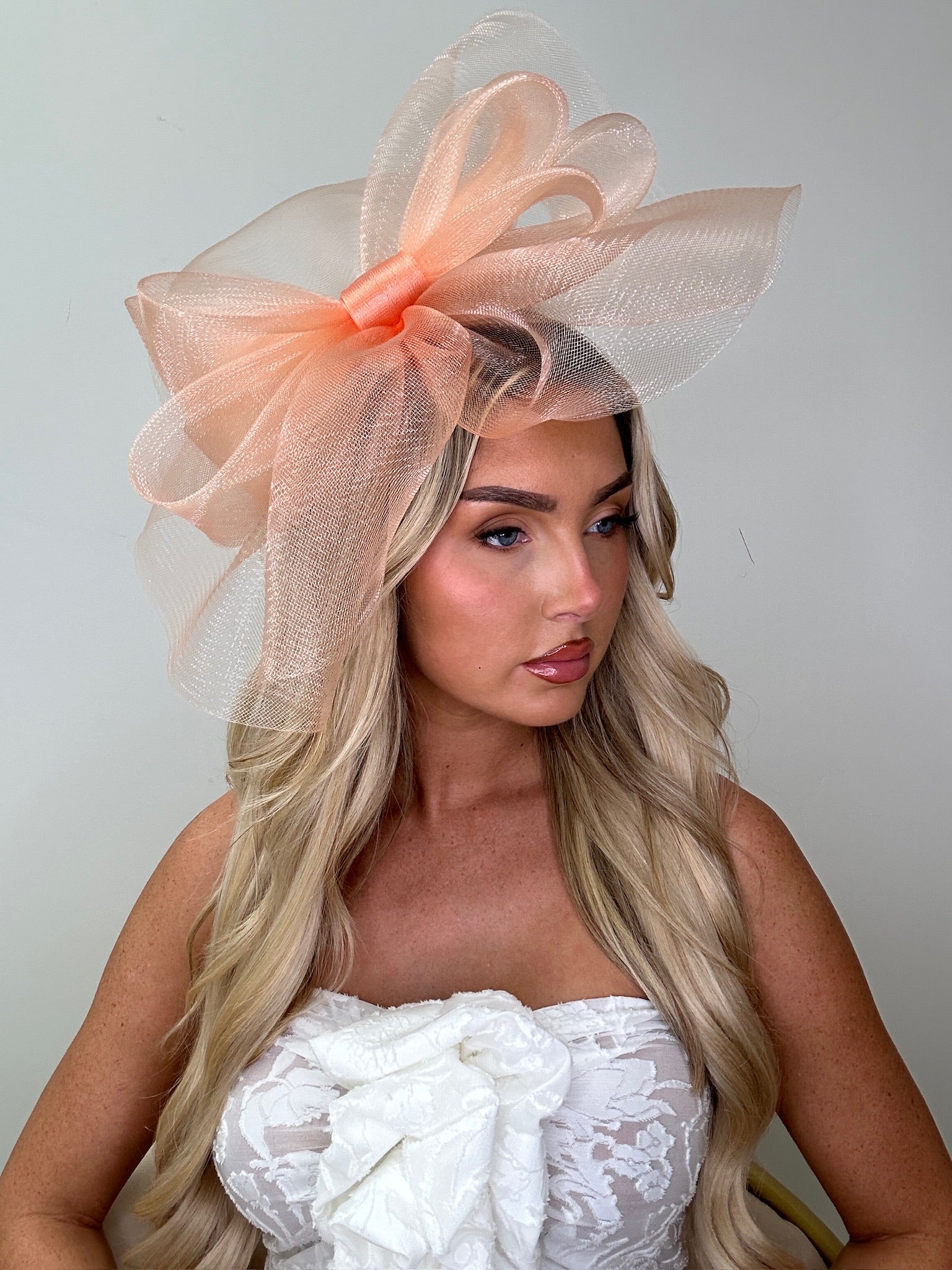 Bow Fascinator Headband Peach