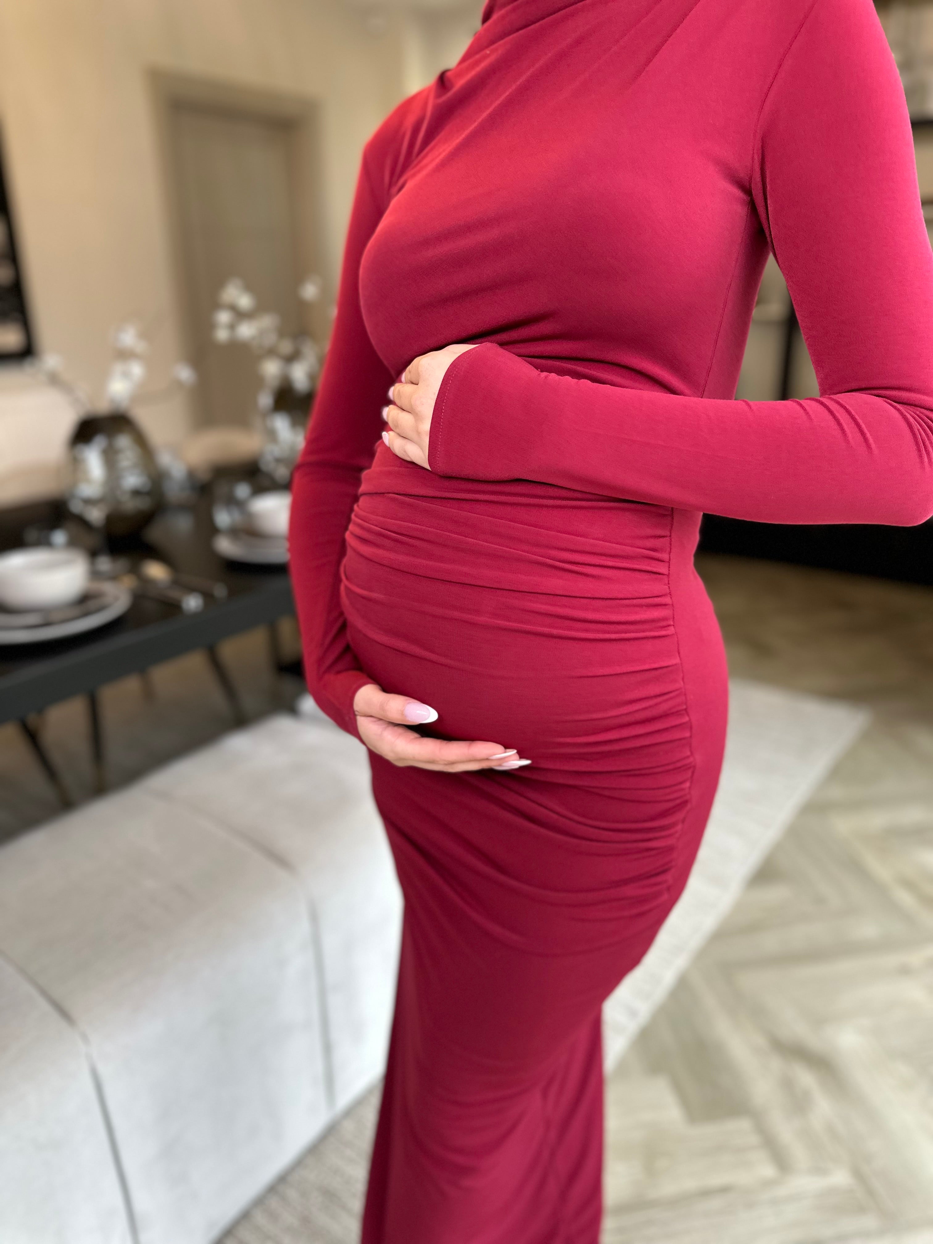 Kourtney Maternity Midi Dress Wine