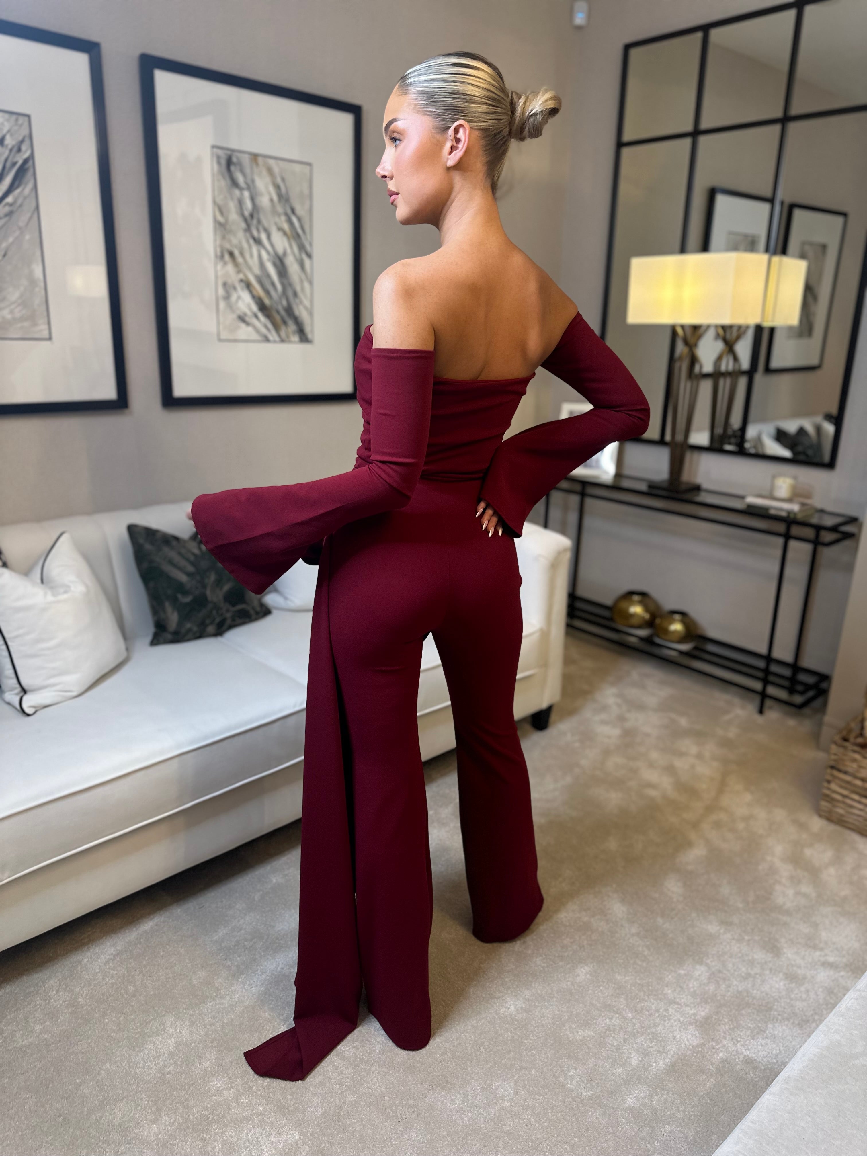 Paris long sleeve Jumpsuit Wine