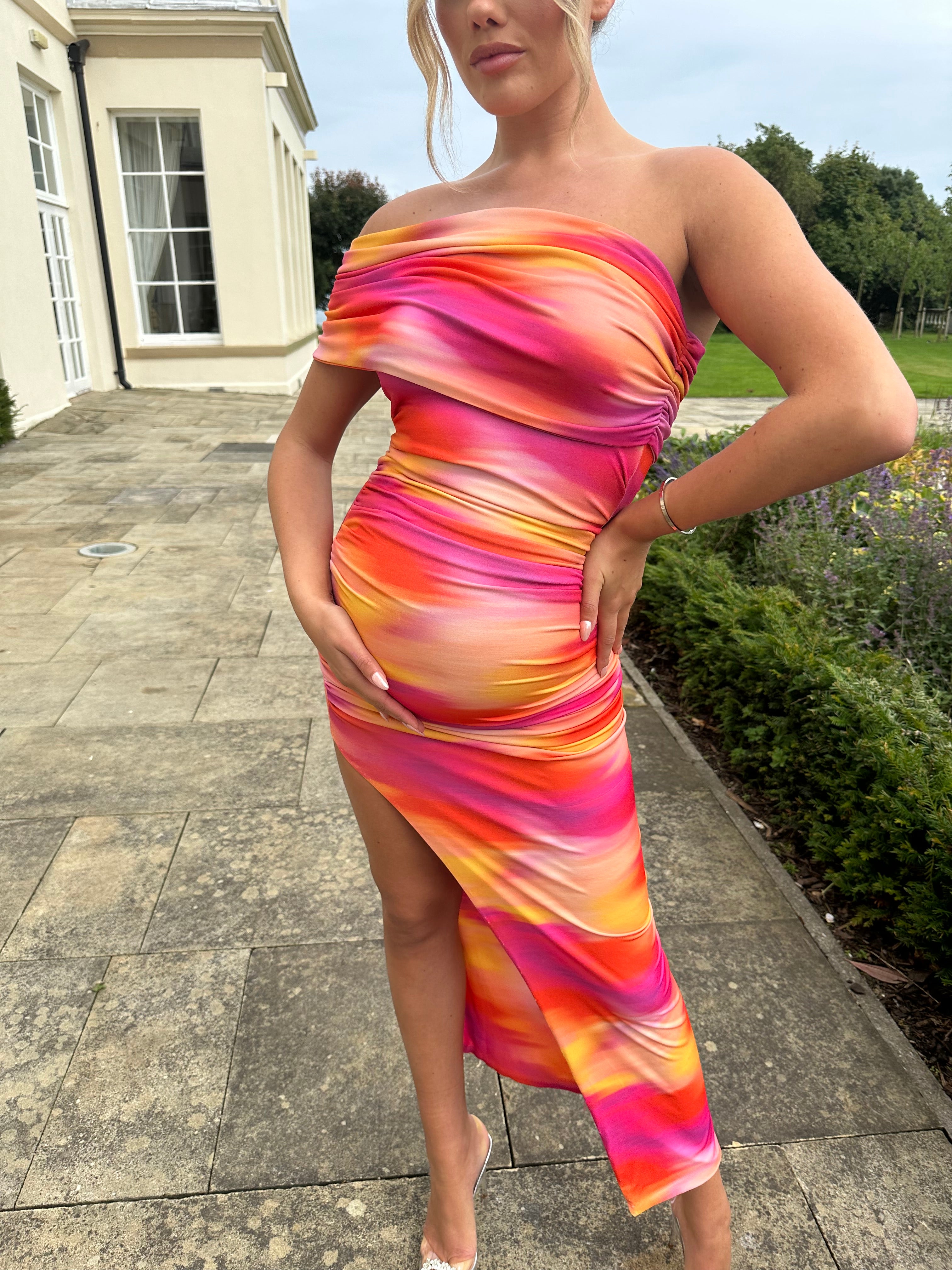 April Sleeveless Maternity Dress Pink Sunset
