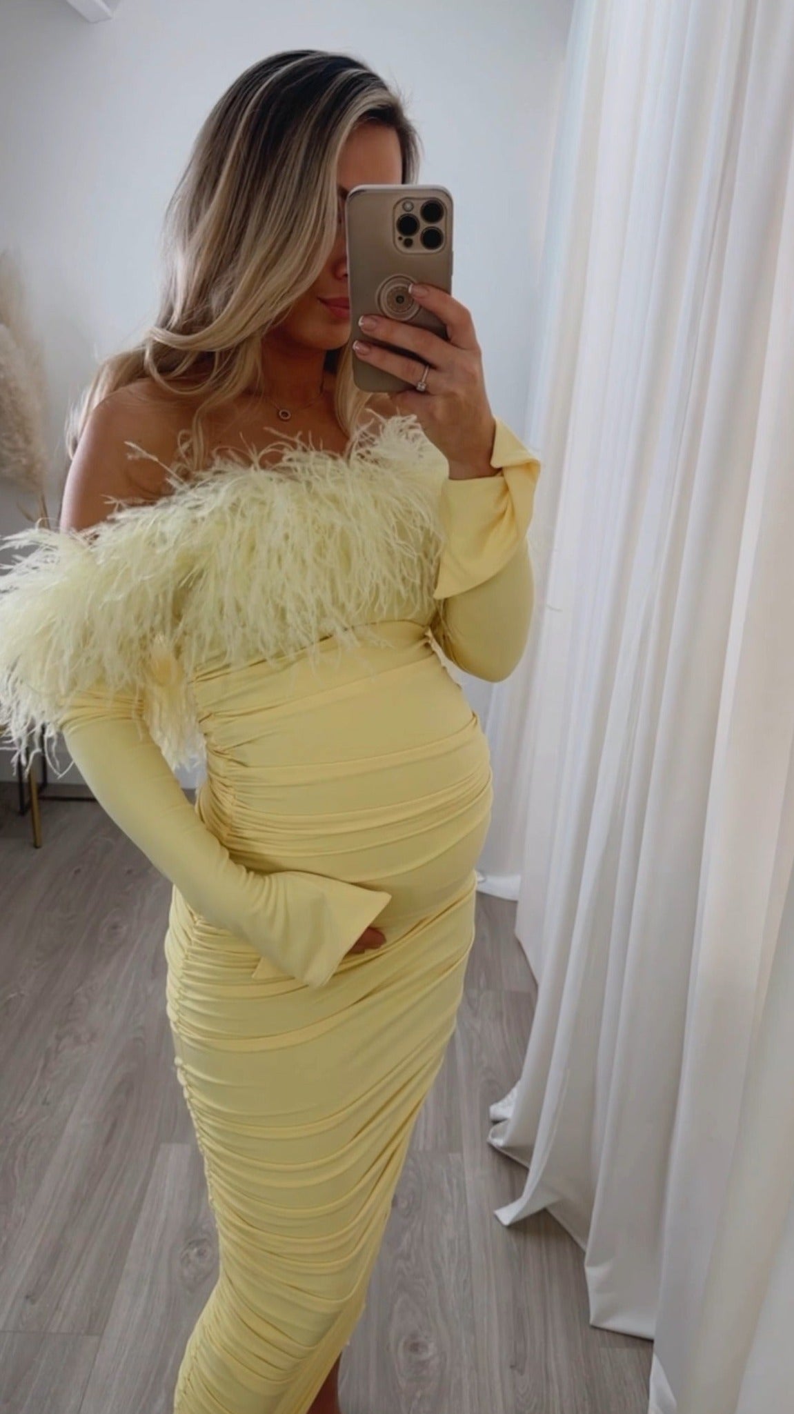 Carrie Ostrich Maternity Maxi Yellow