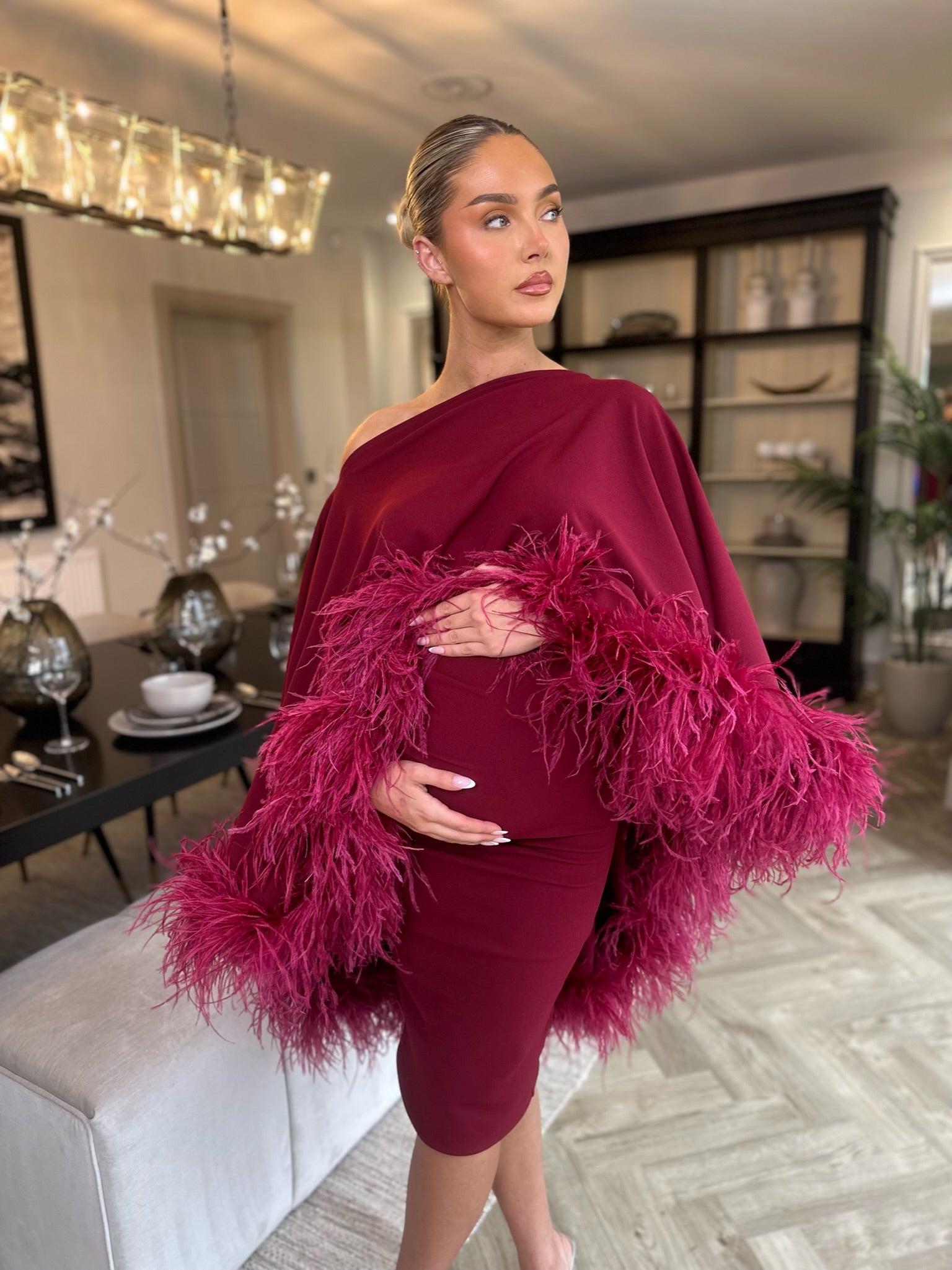 Kylie Cape Midi Skirt Maternity Set Wine