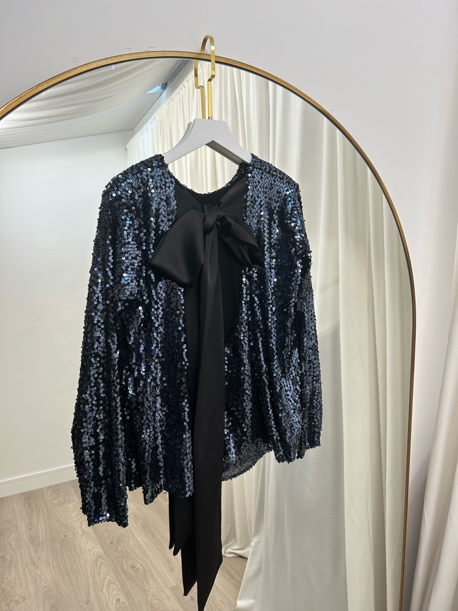 Belle Top Gunmetal Sequin