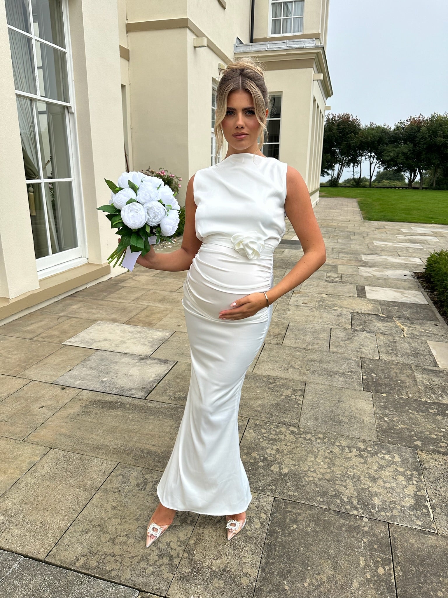 Bali Maternity Belt Dress White