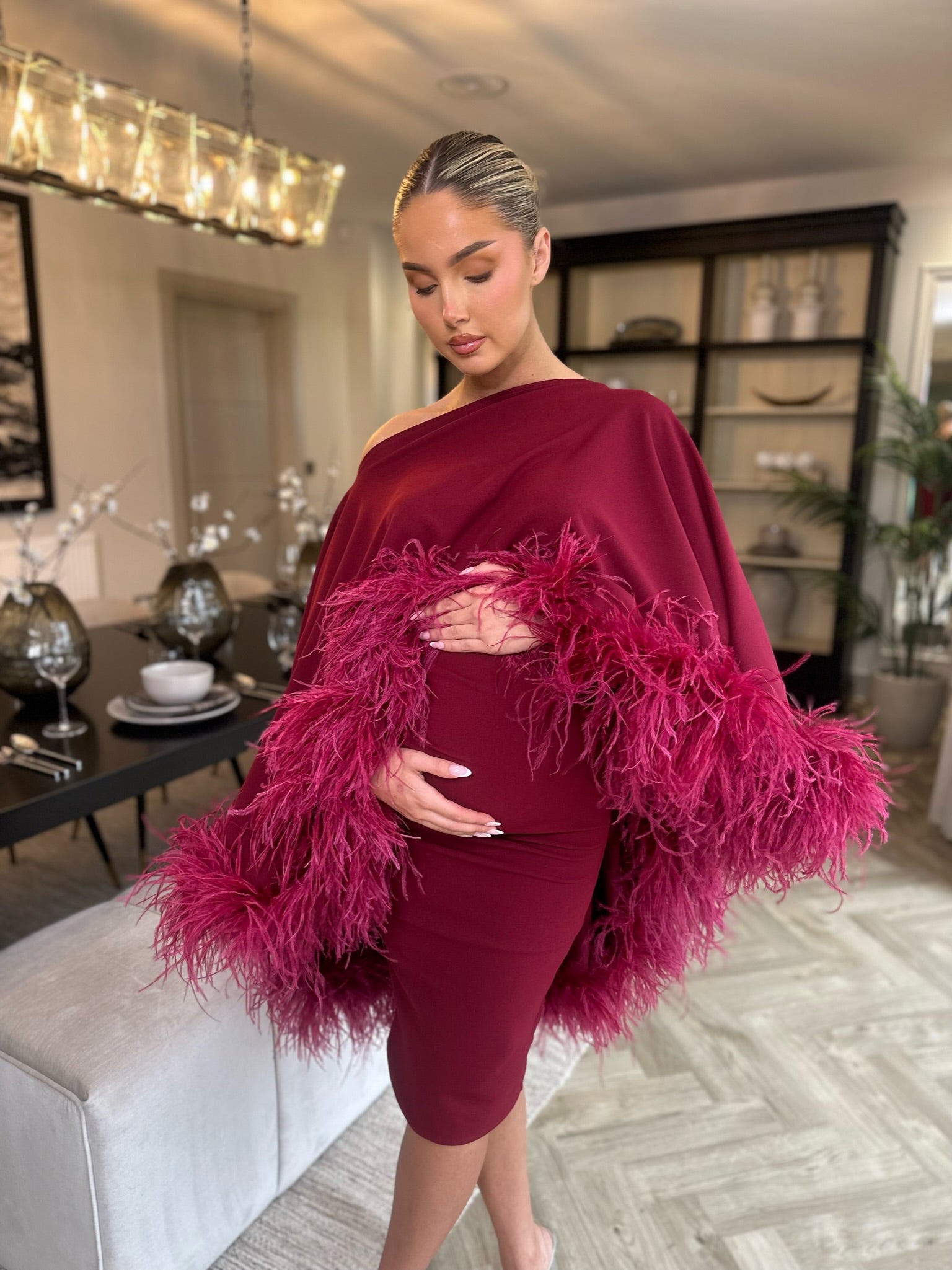 Kylie Cape Midi Skirt Maternity Set Wine