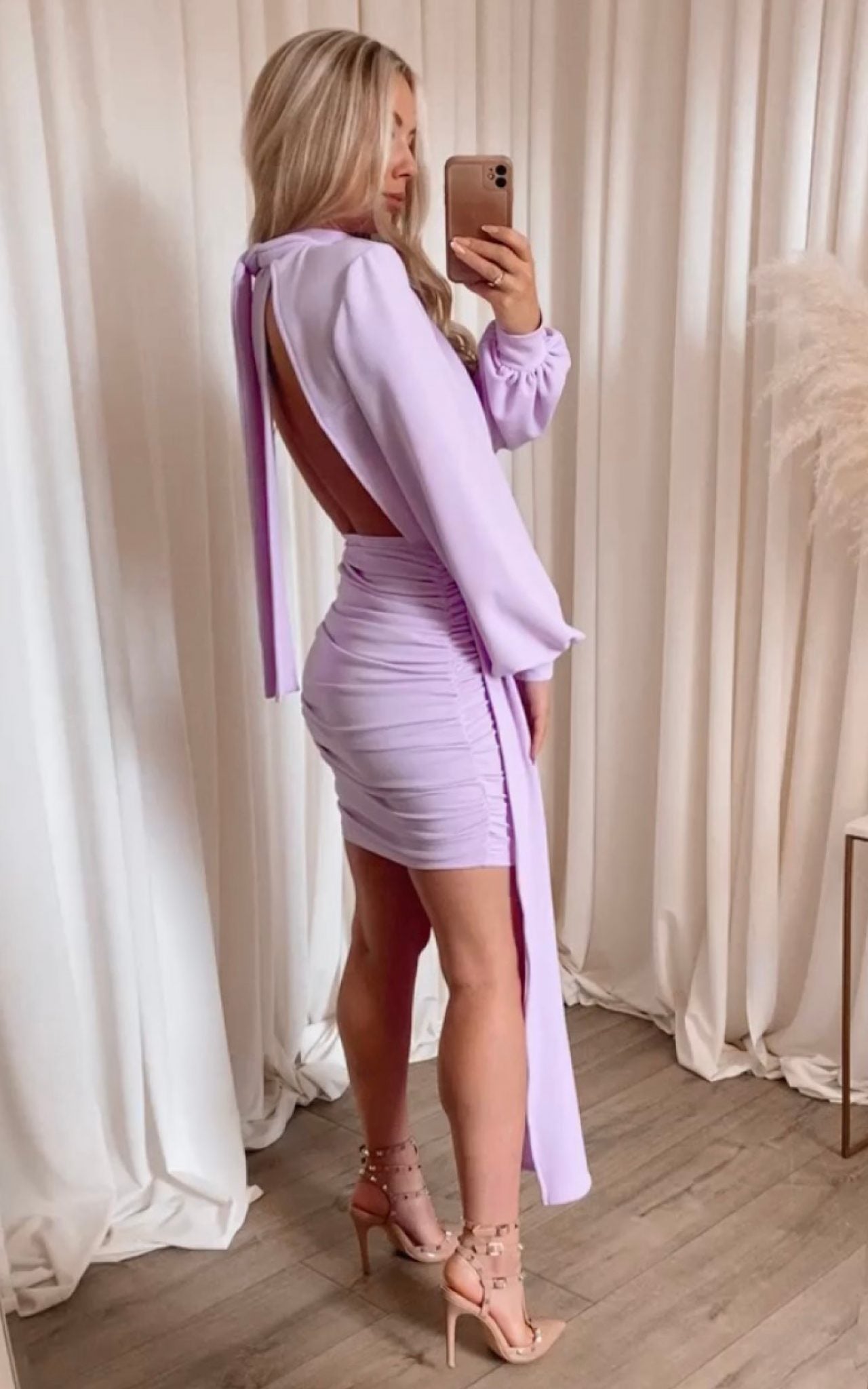 Lilac long clearance dress with sleeves