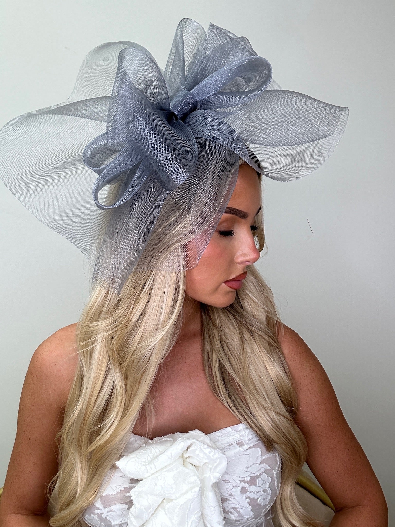 Bow Fascinator Headband Grey