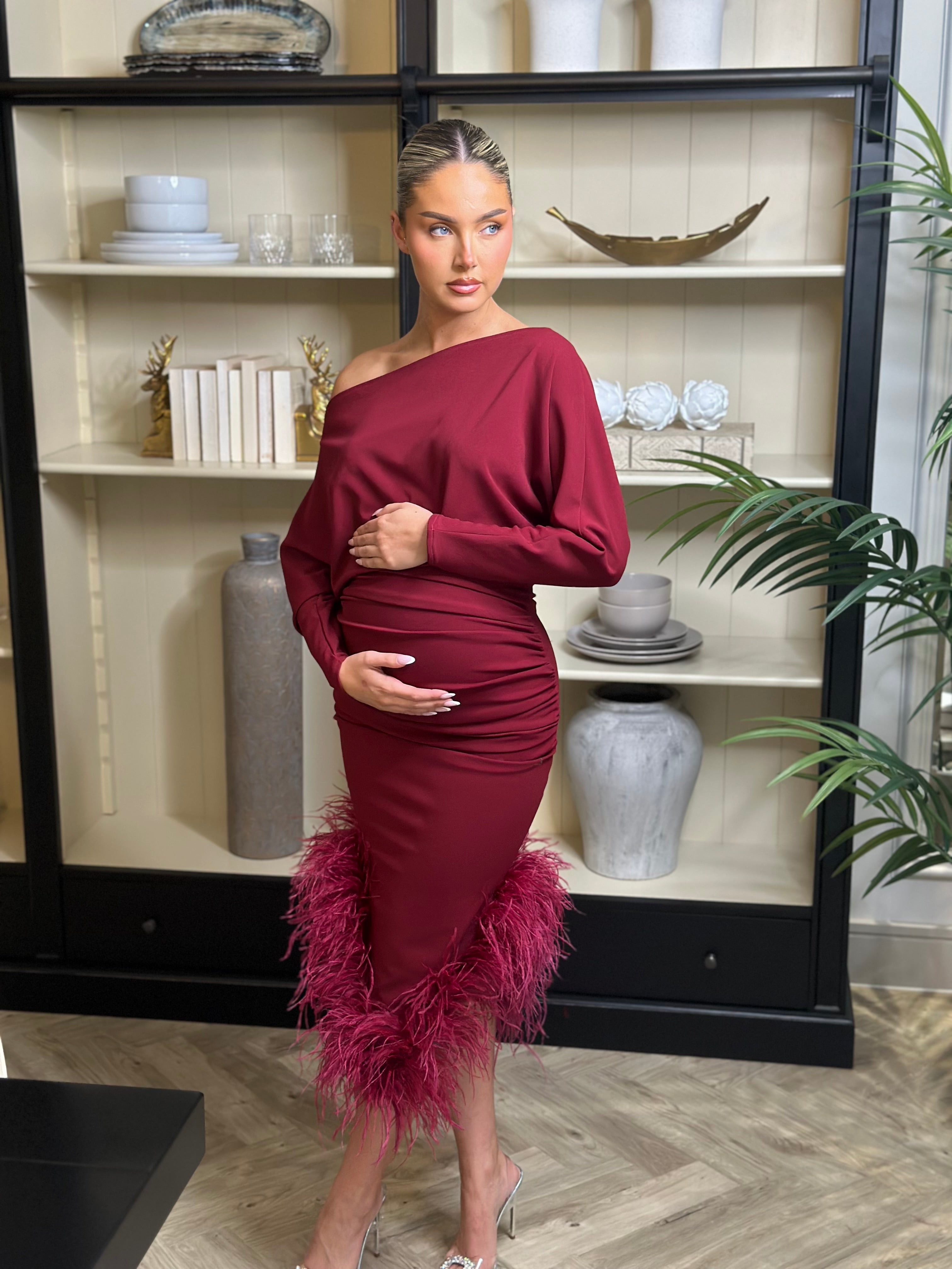 Arella Maternity Dress Wine