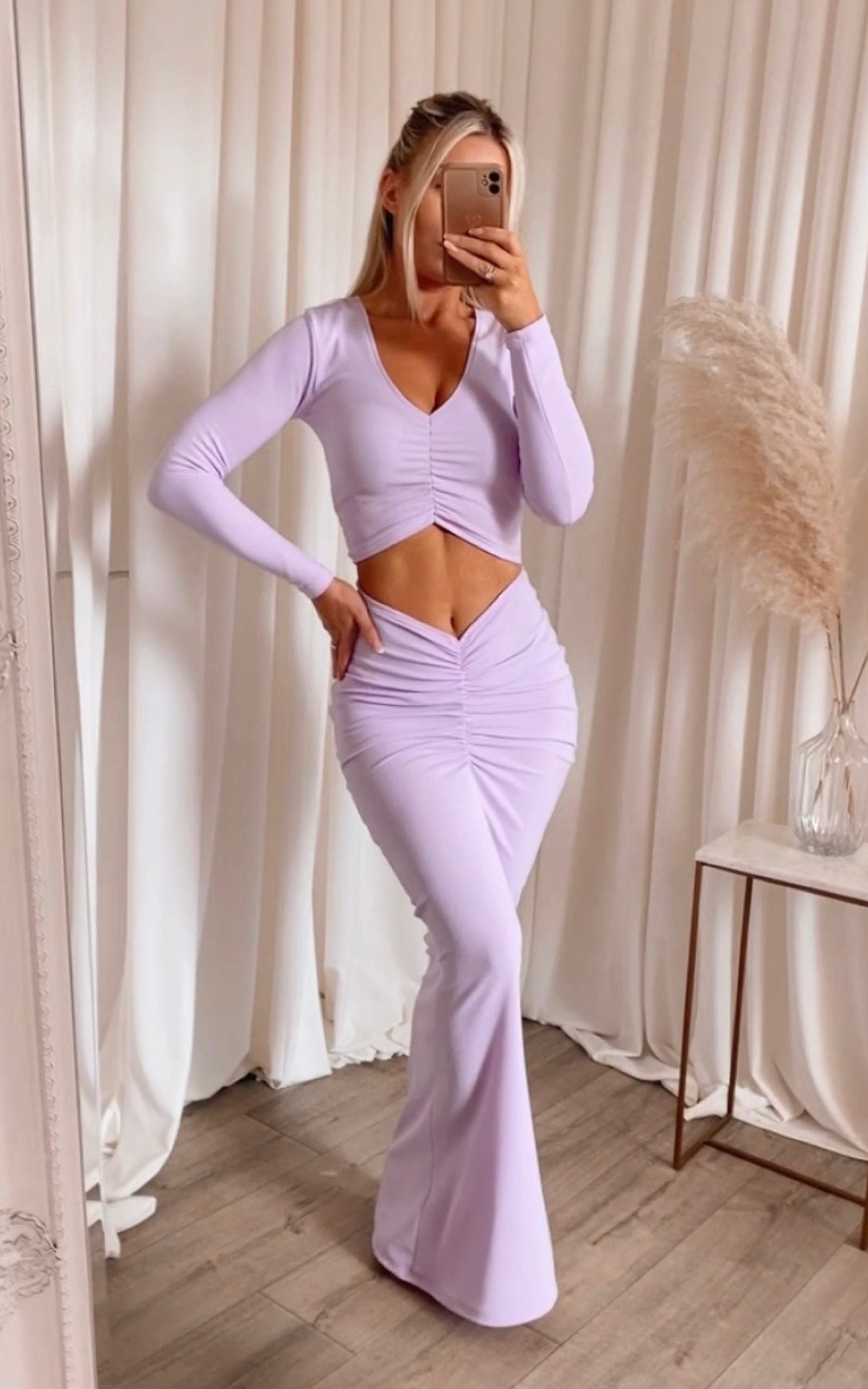 Two piece long sale pants crop top